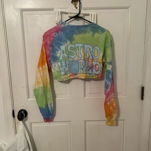 Travis Scott Astroworld World Tour Tie die cropped long sleeve tee shirt